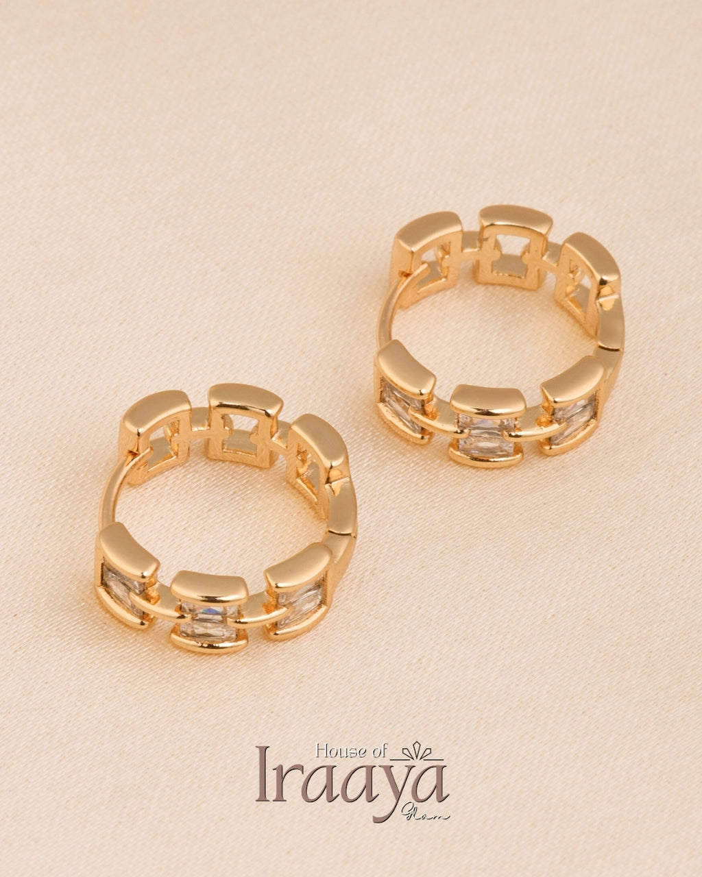 Gold-Plated Link Hoop Earrings