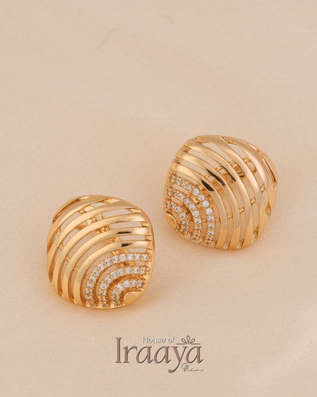Golden Statement Stoned Earrings