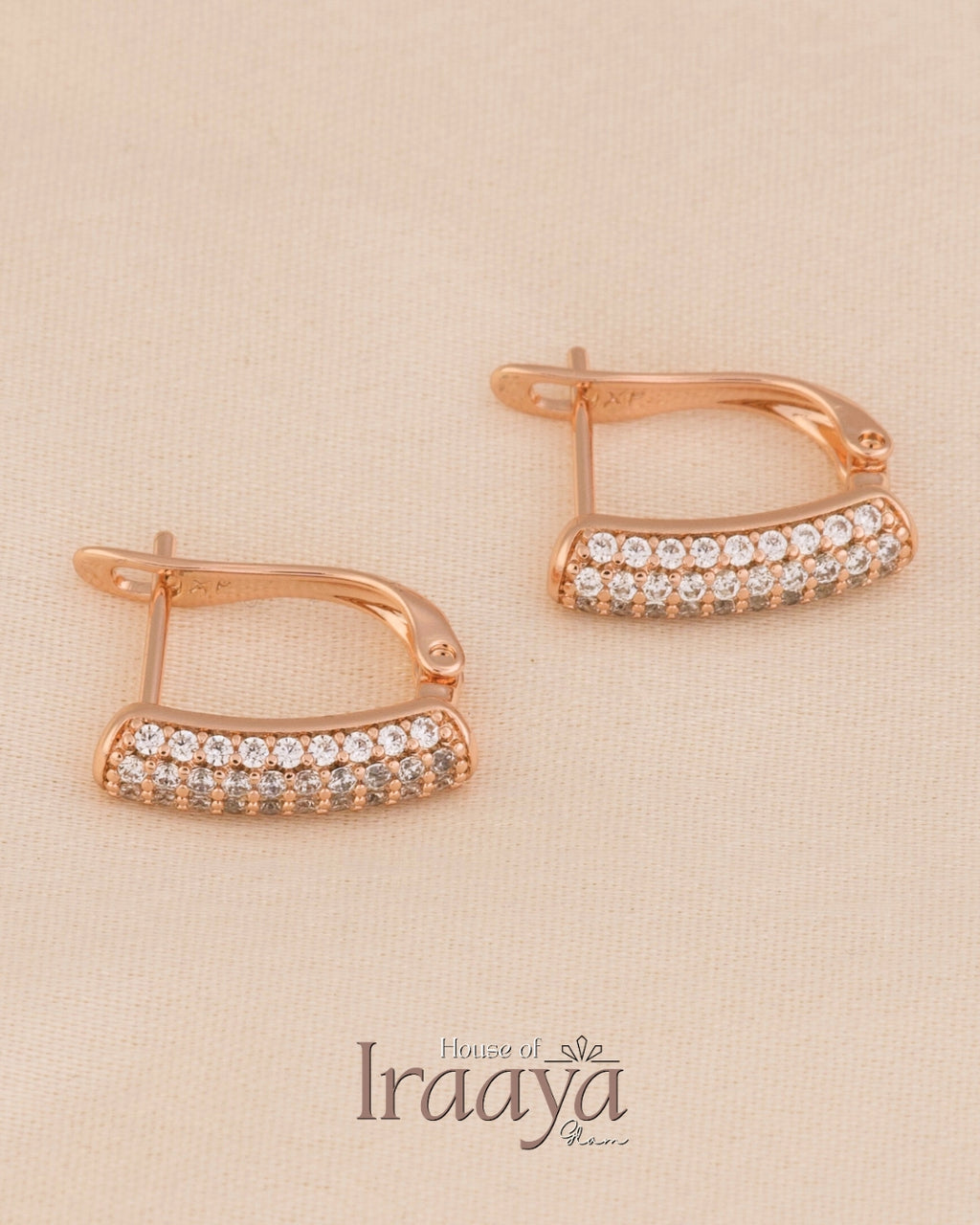 Rose Gold Crystal-Encrusted Bar Earrings