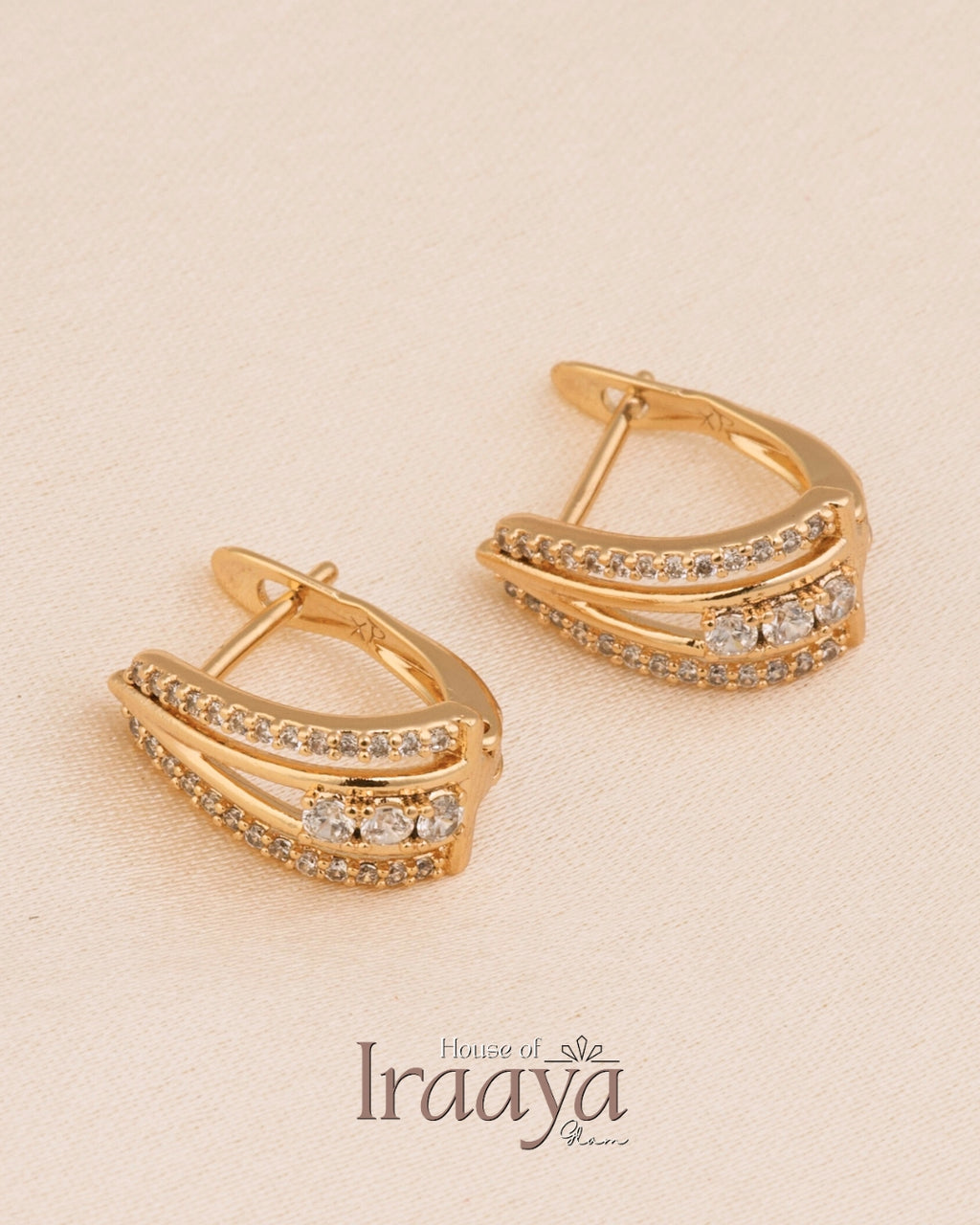 Gold-Tone Layered Stoned Hoop Earrings