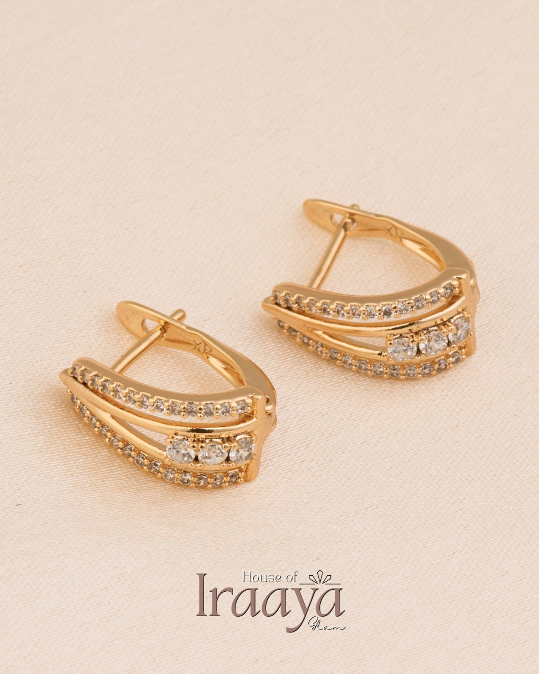 Gold-Tone Layered Stoned Hoop Earrings