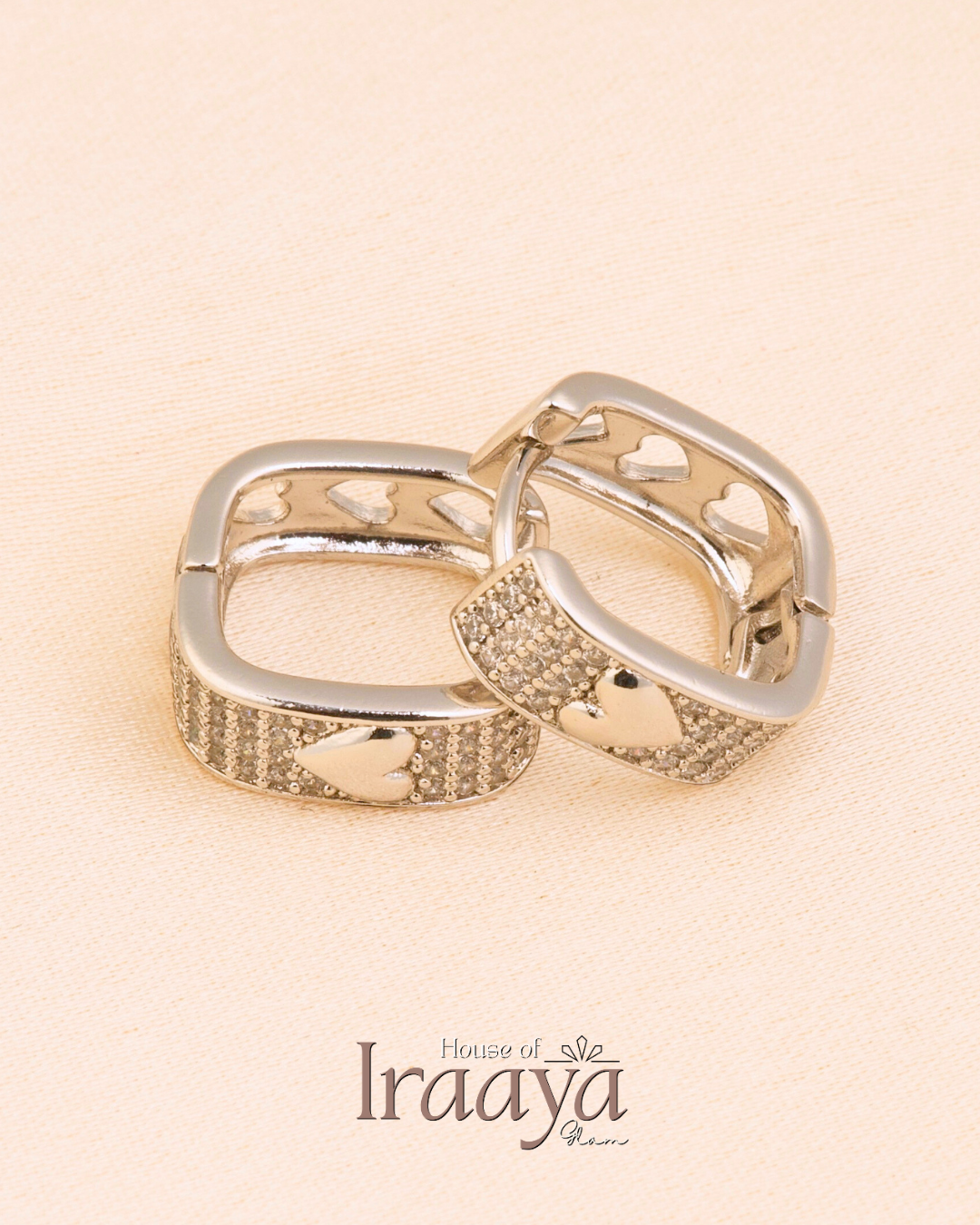 Silver Heart Motif Earrings