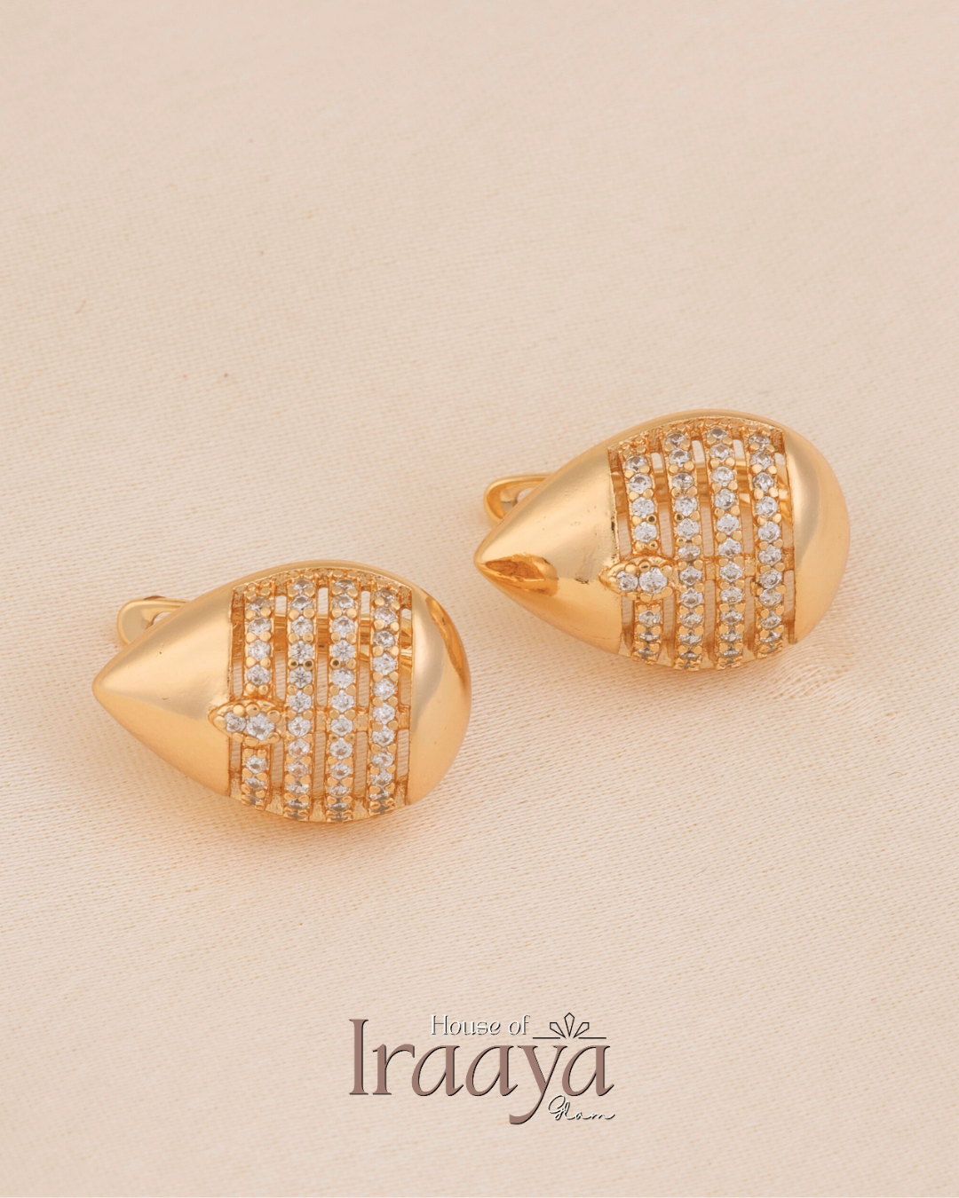Gold-Toned Teardrop Stud Earrings