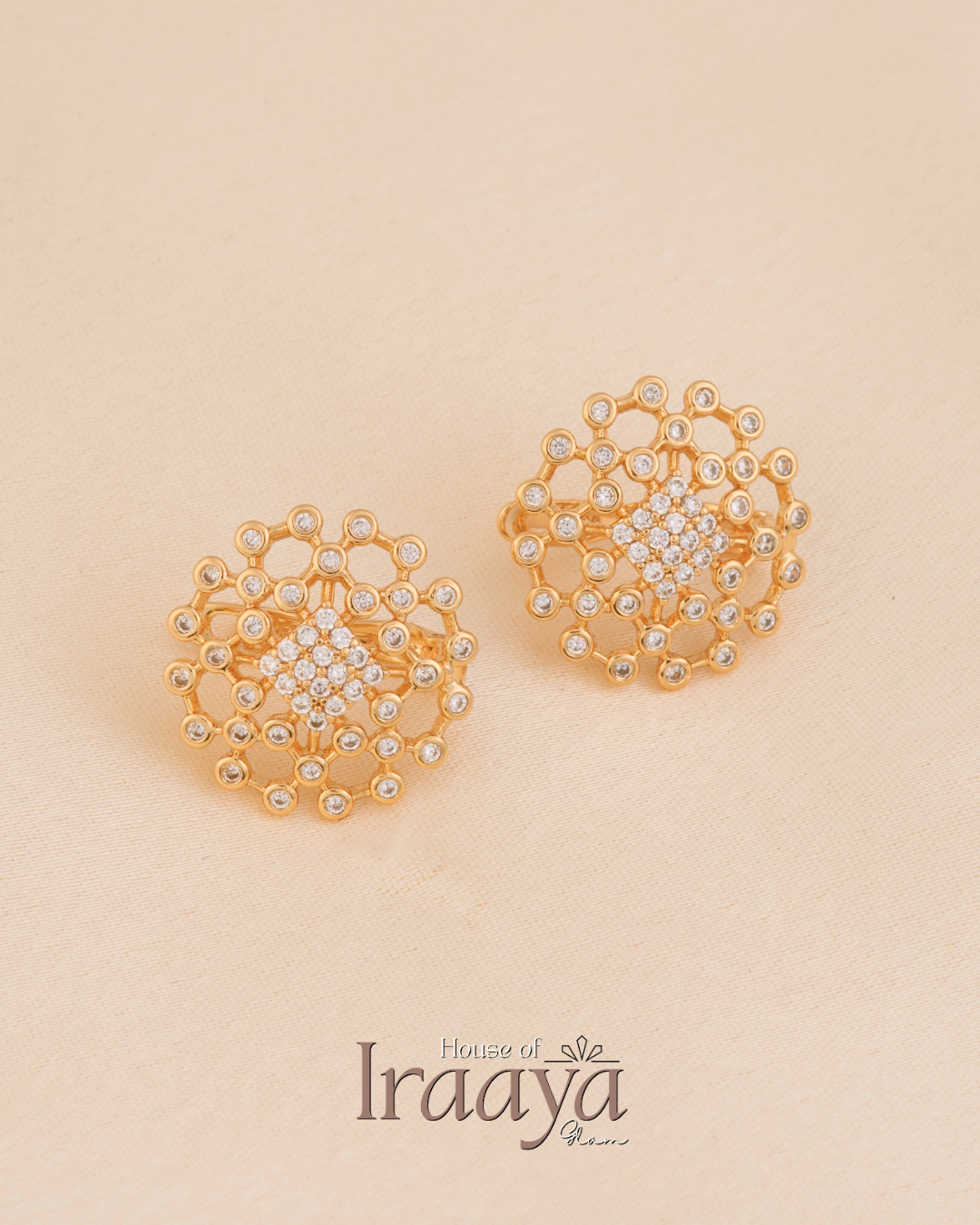 Gold-Plated Floral Stud Earrings
