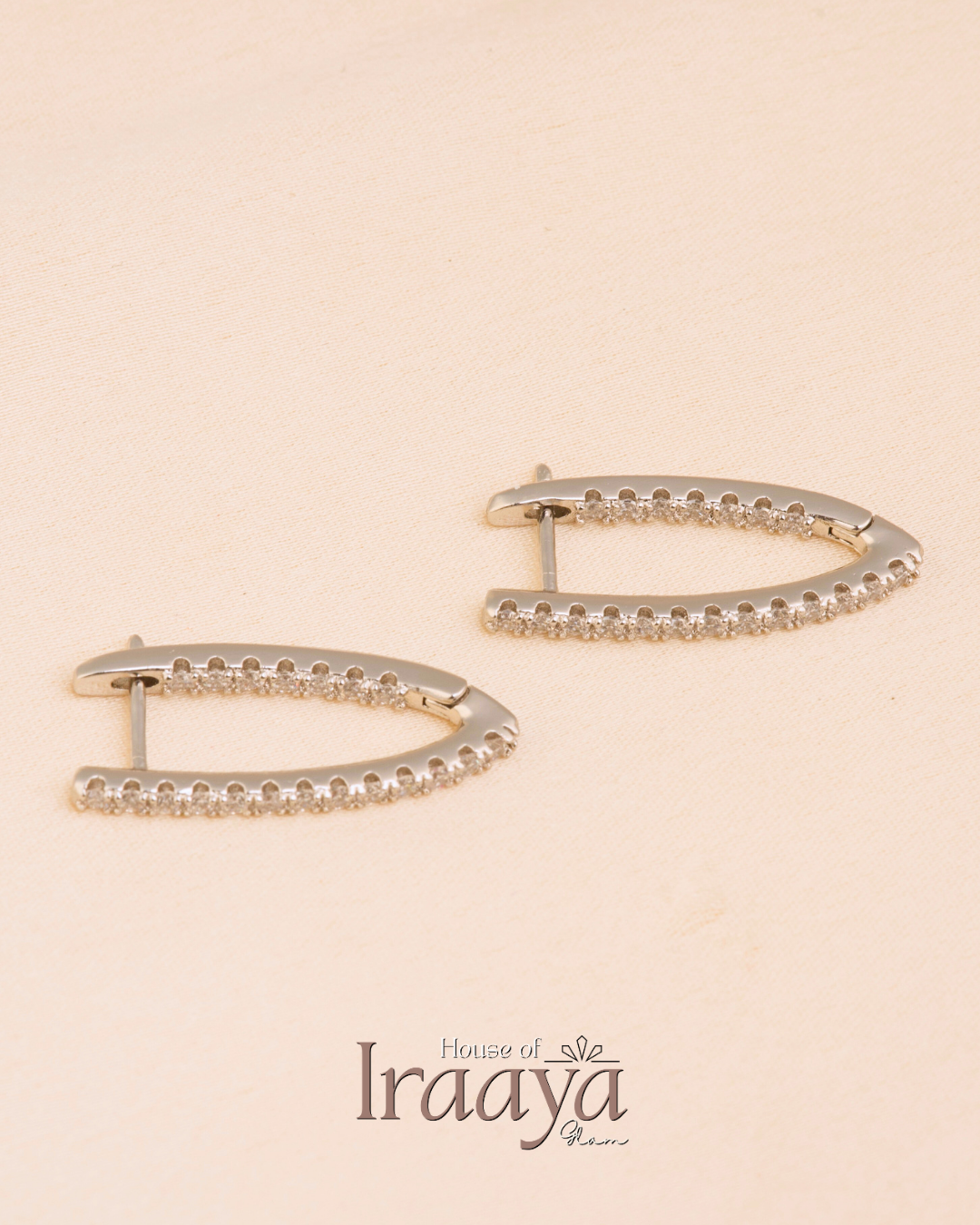 Silver-Toned Marquise Hoop Earrings