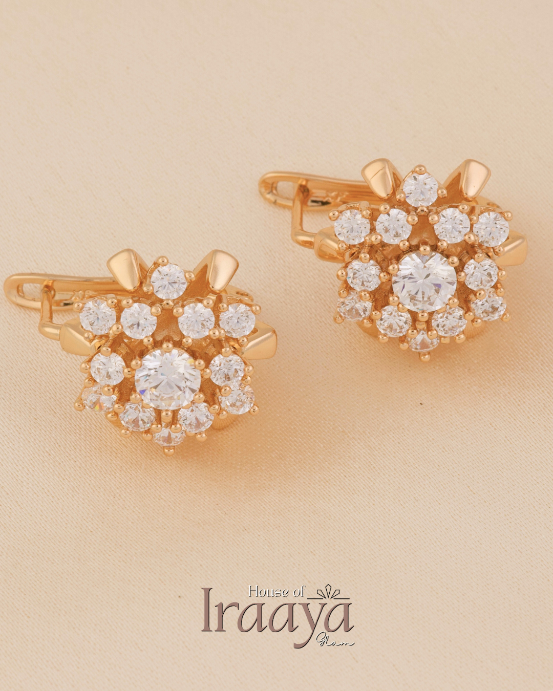 Gold-Plated Floral Cluster Earrings