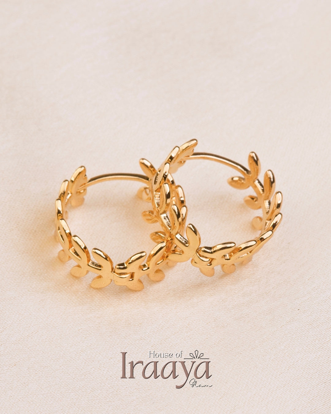 Gold-Plated Leaf Hoop Earrings