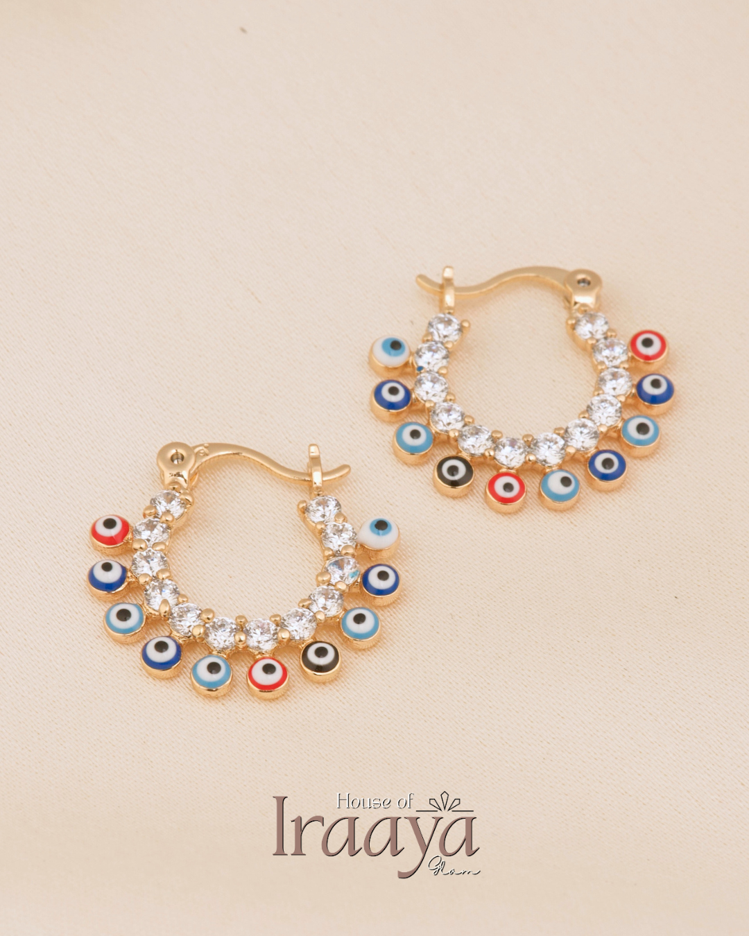 Evil Eye Charm Hoop Earrings