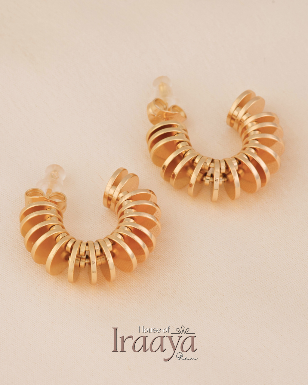 Gold Disc Statement Hoop Earrings