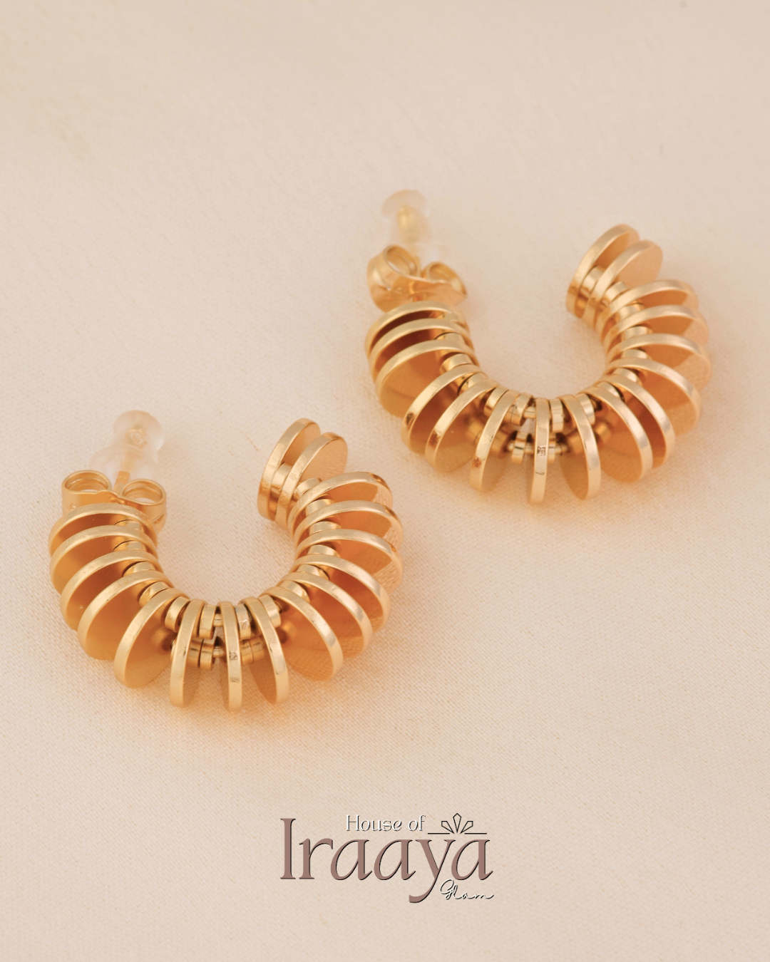 Gold Disc Statement Hoop Earrings