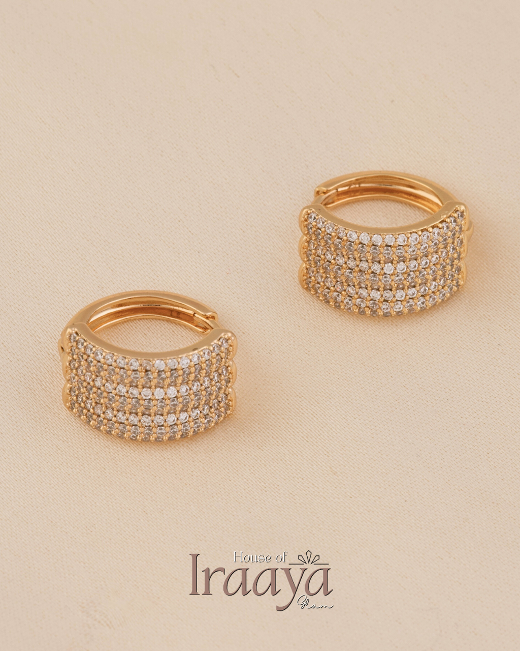 Triple Row Pavé Hoop Earrings
