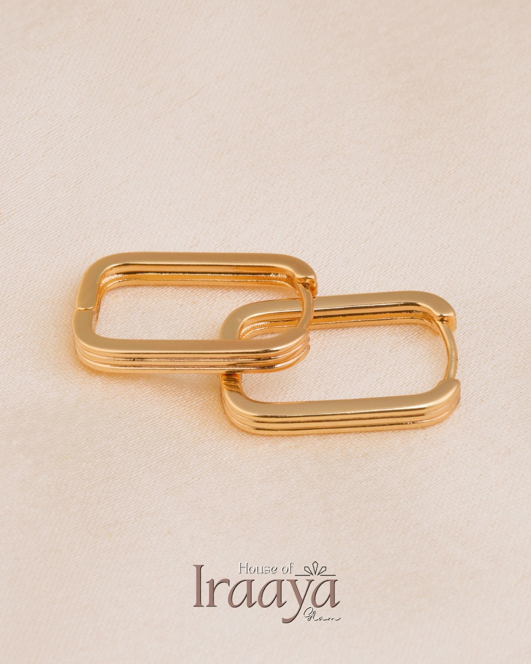 Gold-Plated Rectangle Hoop Earrings