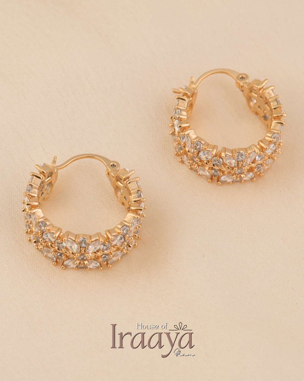 Sparkling Floral Hoop Earrings