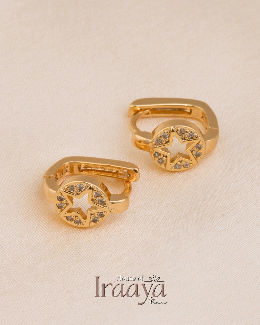 Gold-Plated Star Hoop Earrings