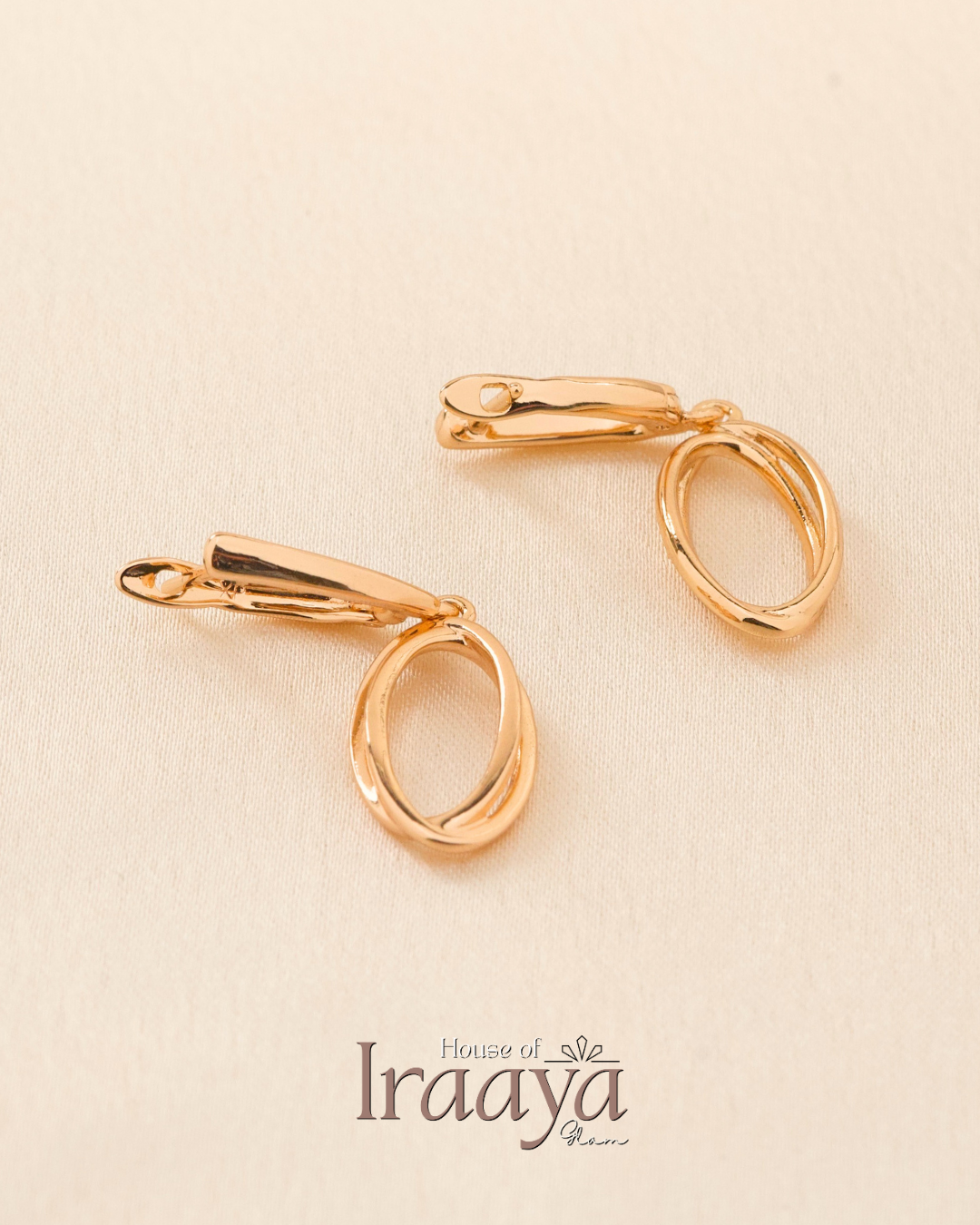 Gold Plated Twisted Oval Drop Earrings