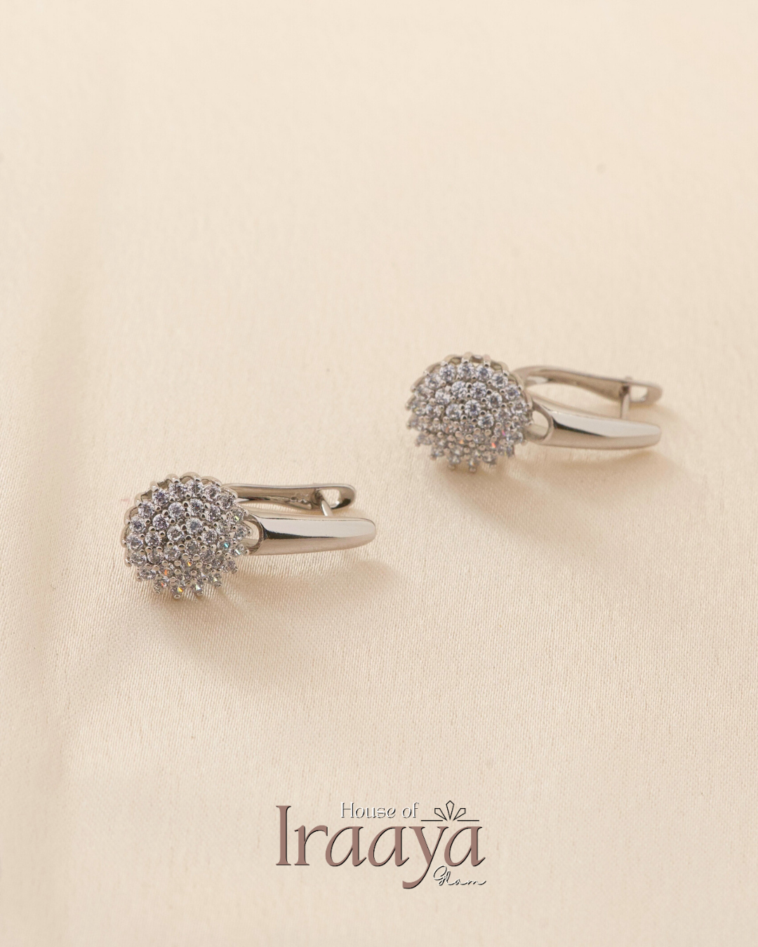 Silver Plated Sparkling Dome Stud Earrings