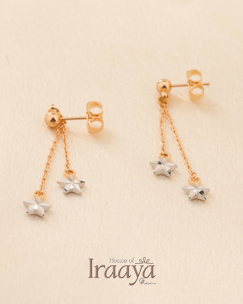 Gold Plated Hangling Star Drop Earrings