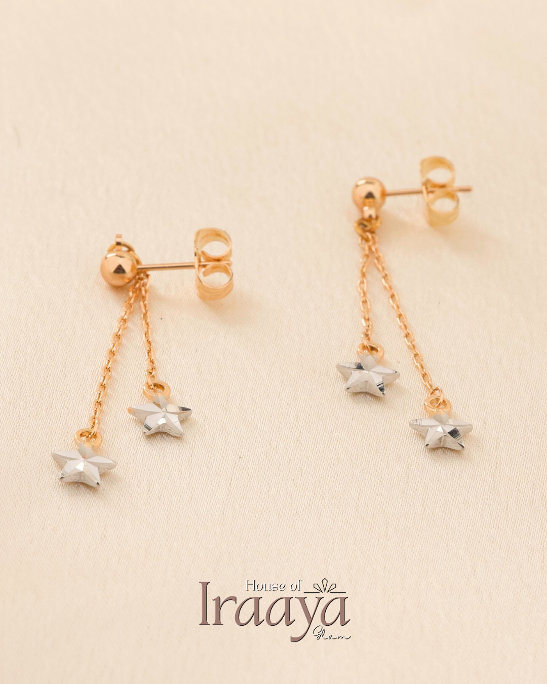 Gold Plated Hangling Star Drop Earrings
