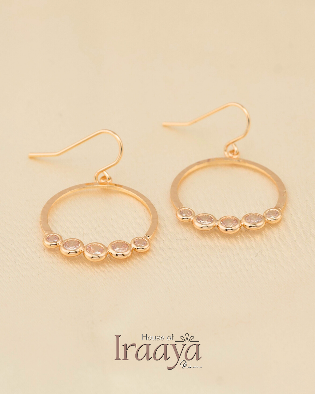 Elegant Golden Hoop Earrings with Crystal