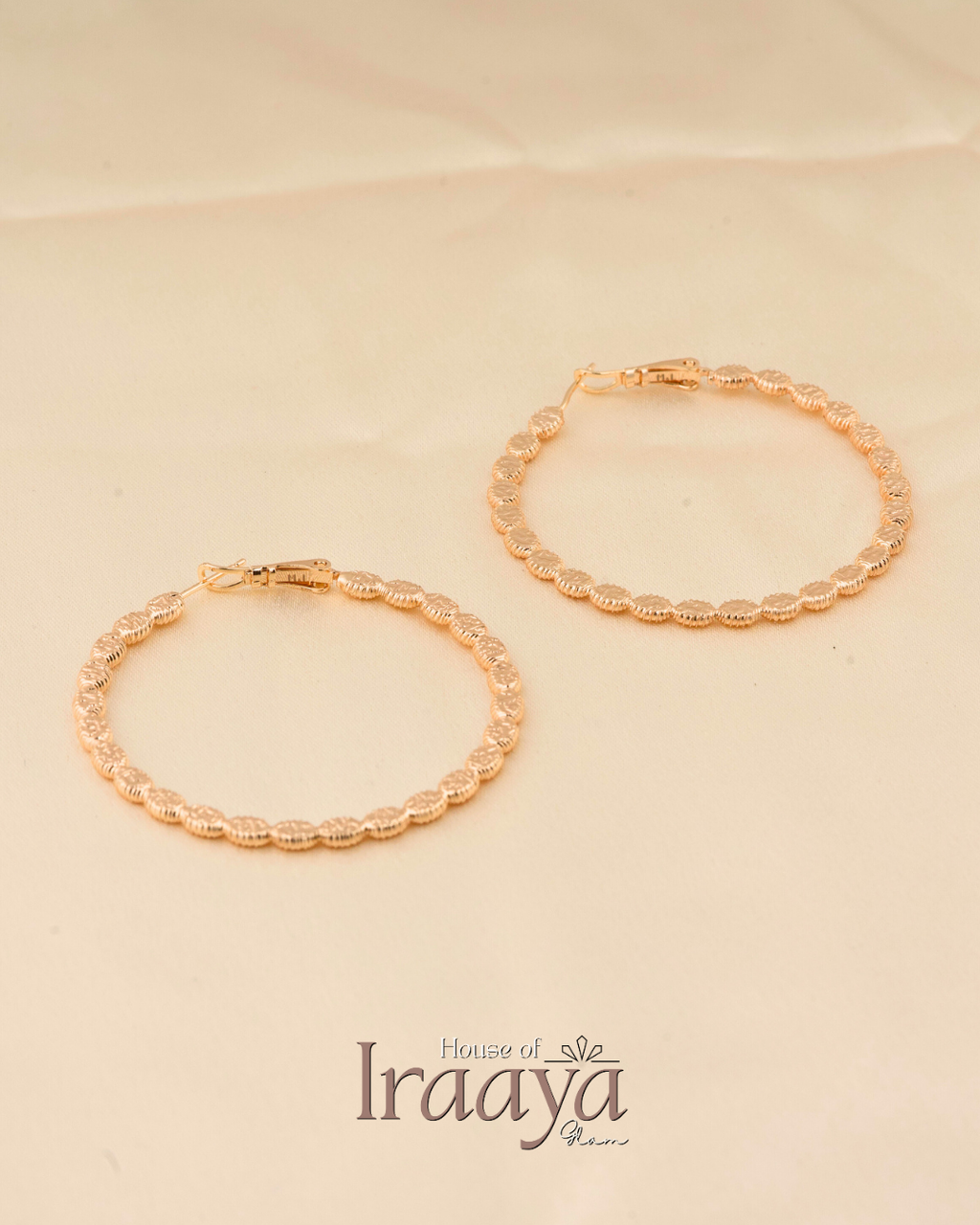 Textured Golden Big Hoop Earrings