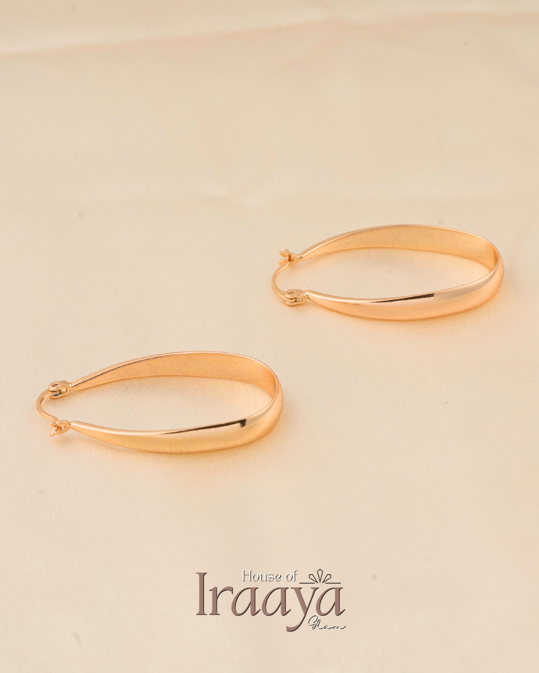 Classic Gold-Plated Tear Drop Hoop Earrings