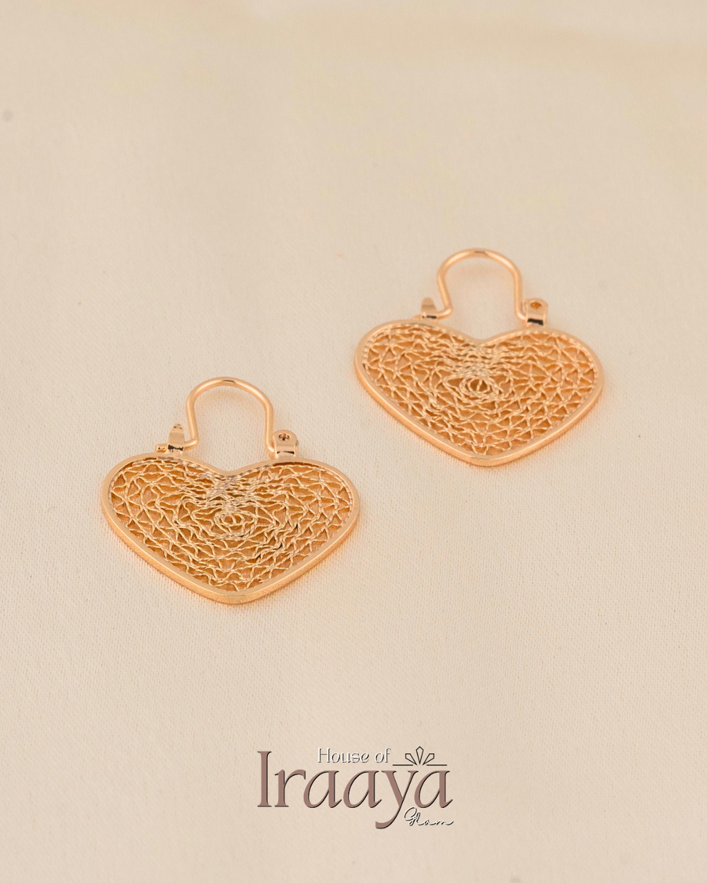 Golden Heart Filigree Earrings