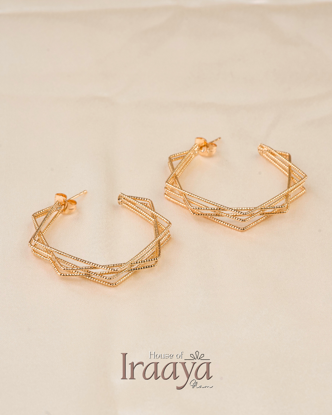 Zigzag Geometric Pattern With Layered Hoop Earnings