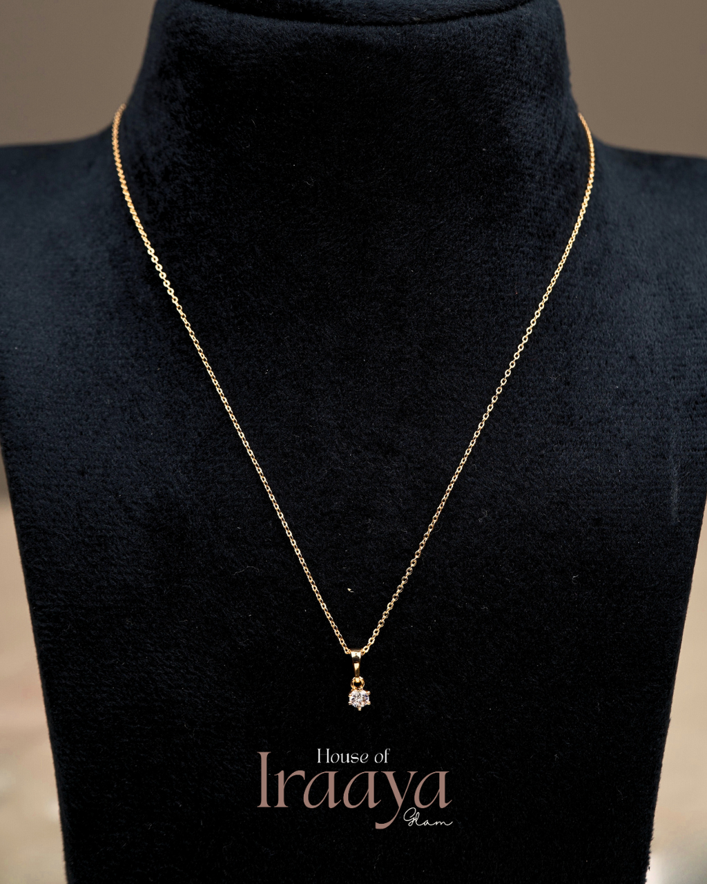Gold Plated Solitaire Pendant Chain