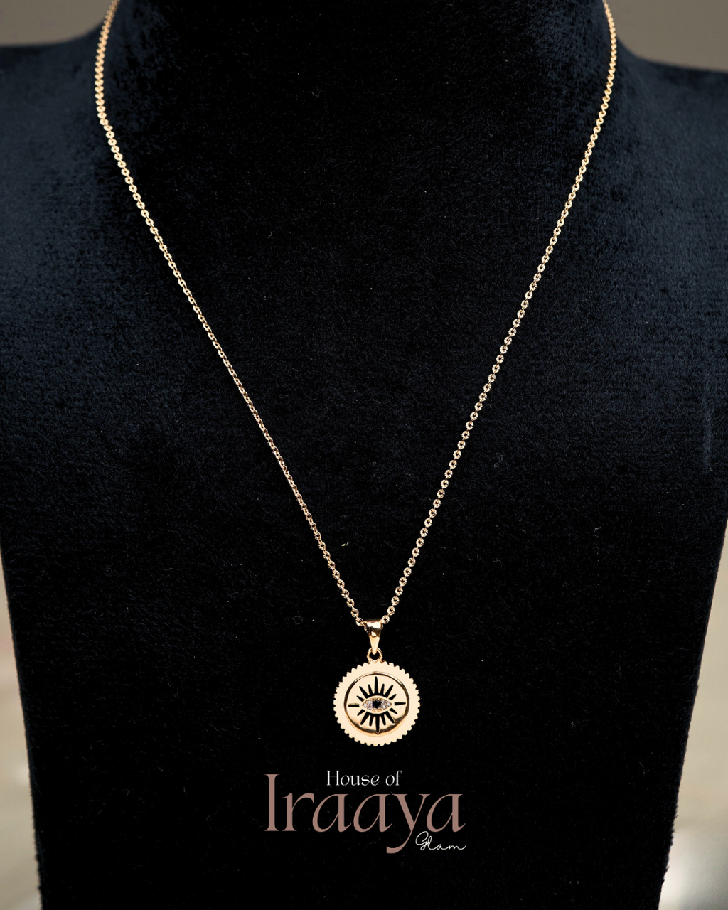 Gold Plated Evil Eye Pendant Chain
