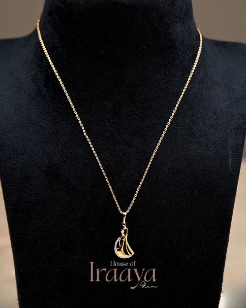 Artistic Abstract Pendant With Stone Accents Chain