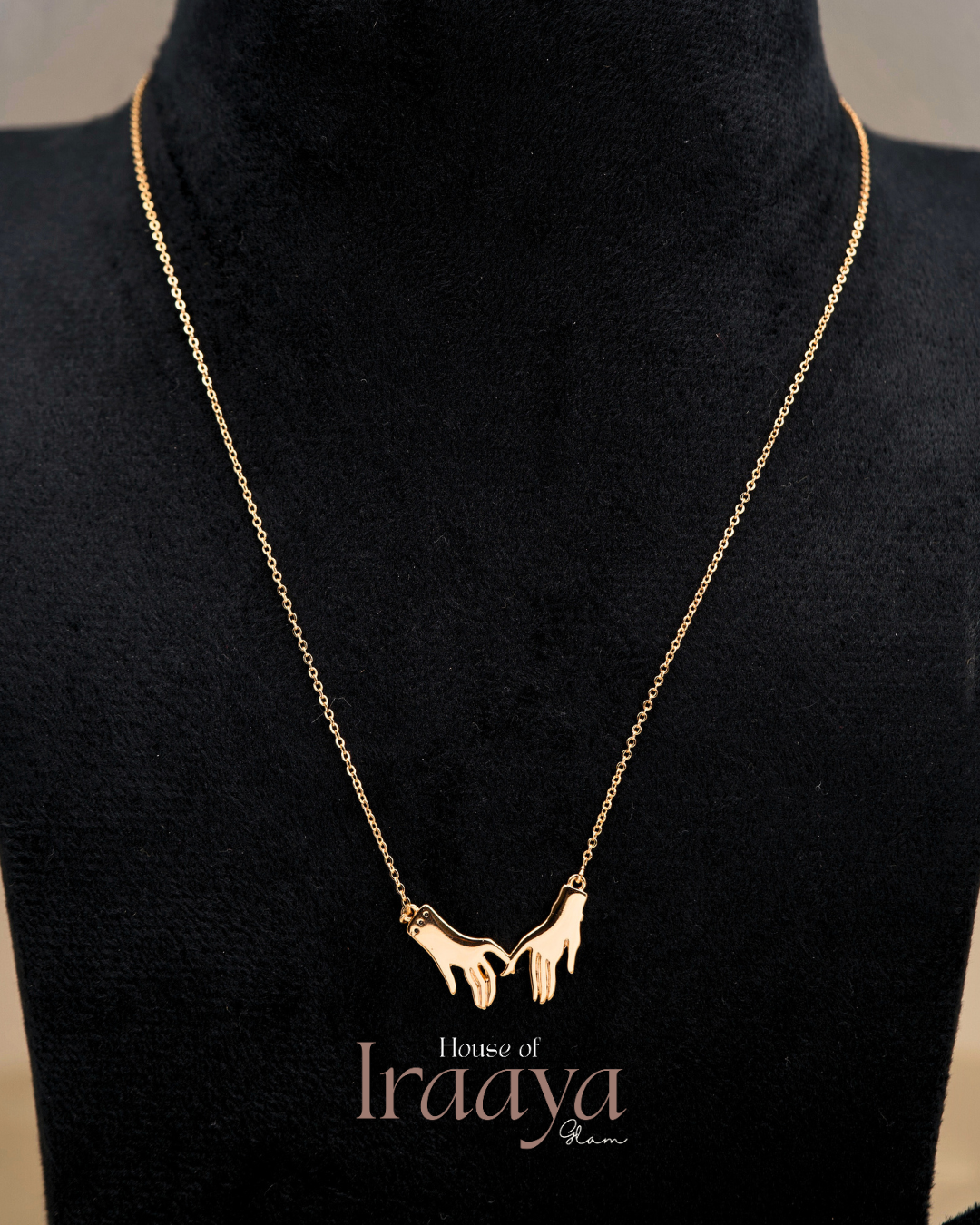 Golden Linked Hands Pendant Chain