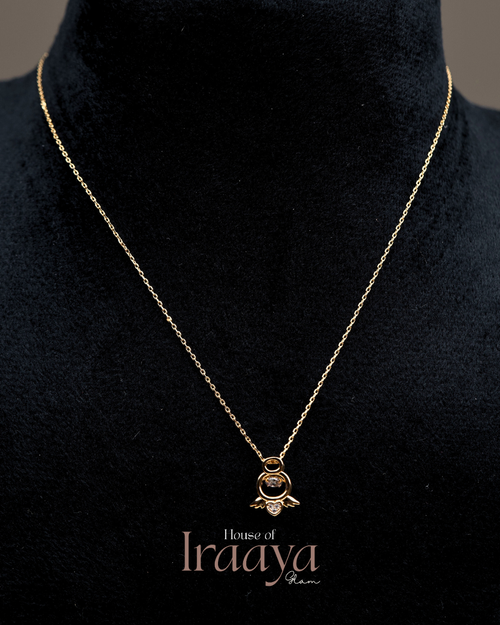 Angel Wing Pendant Chain With a Shimmering Stone Centerpiece