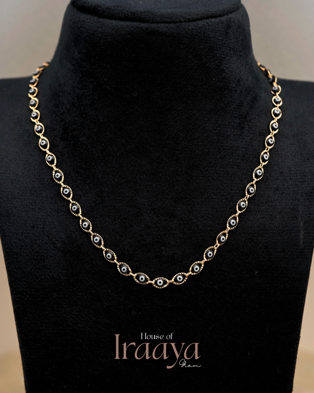 Gold Evil Eye Chain With Black Accents