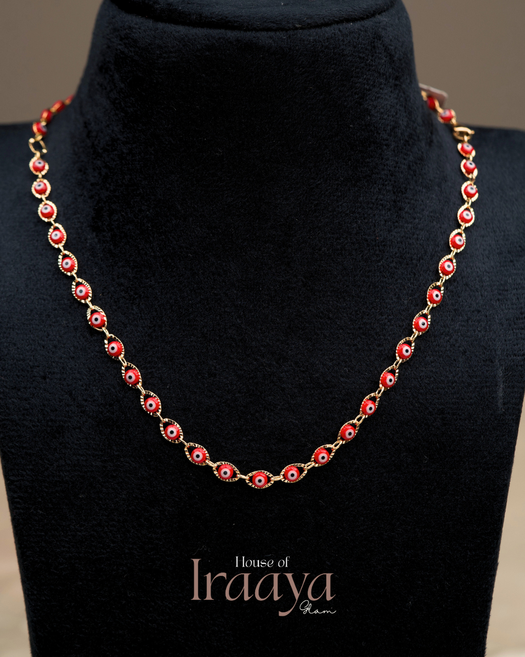 Gold Evil Eye Chain With Red Accents