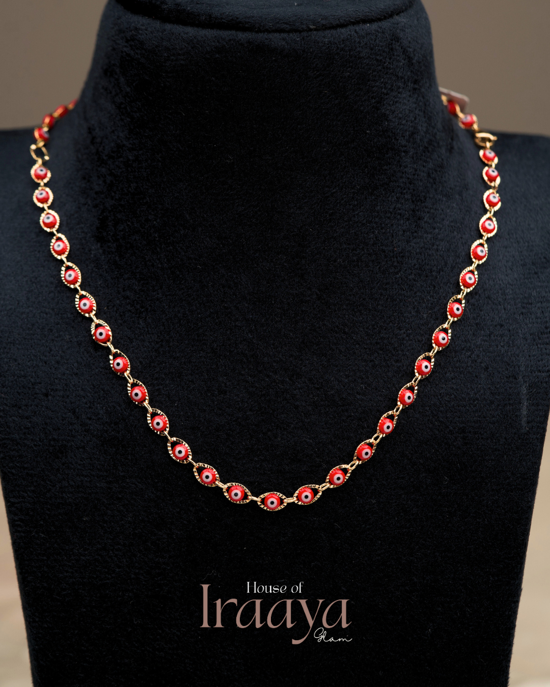 Gold Evil Eye Chain With Red Accents