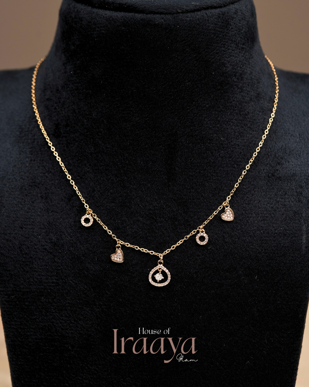 Golden Heart & Circle Charm Chain