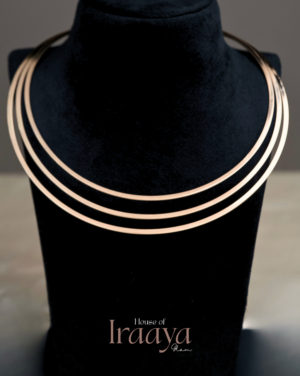 Gold Structured Triple Band Collar Neckpeice
