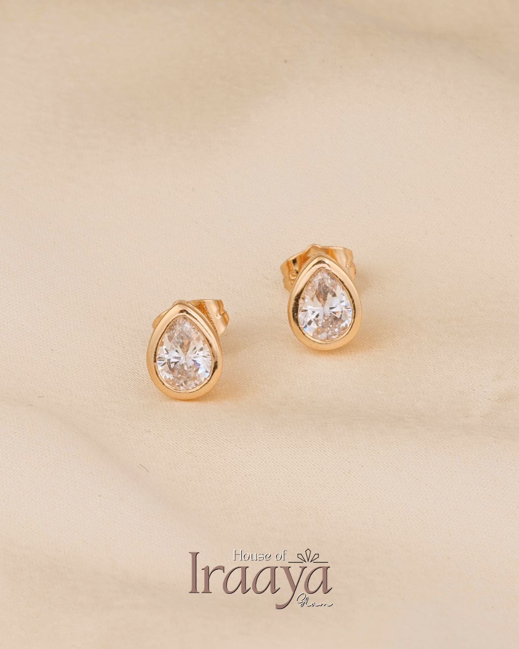 Gold-Plated Teardrop Stud Earrings