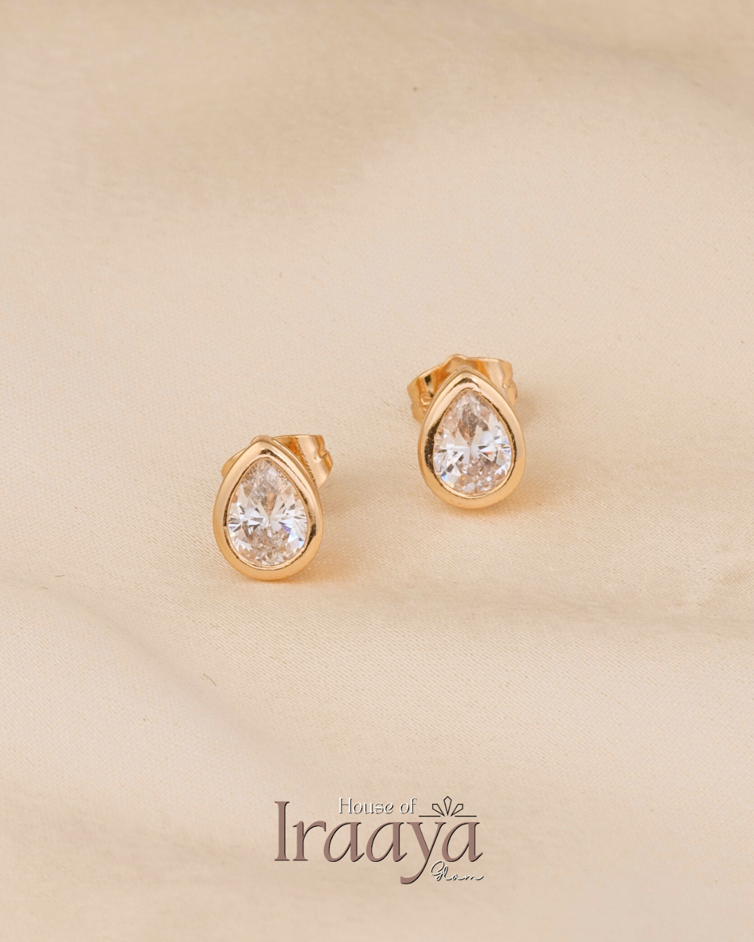 Gold-Plated Teardrop Stud Earrings