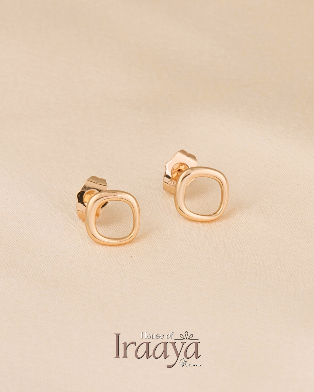Minimalist Gold-Tone Open Square Stud Earrings