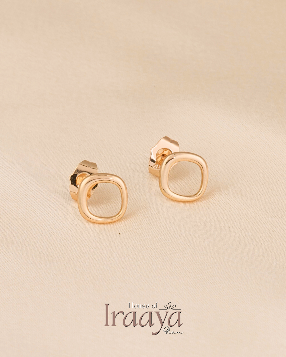 Minimalist Gold-Tone Open Square Stud Earrings