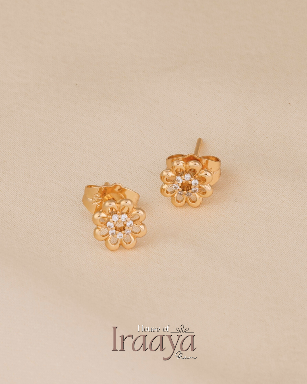 Gold-Tone Floral Stud Earrings