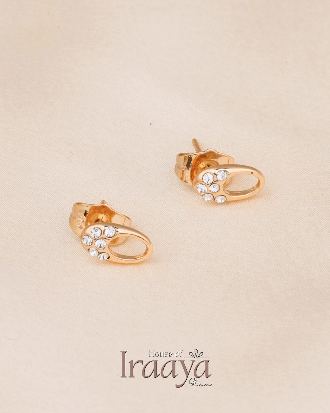 Oval Stud Earrings with Crystal Accents