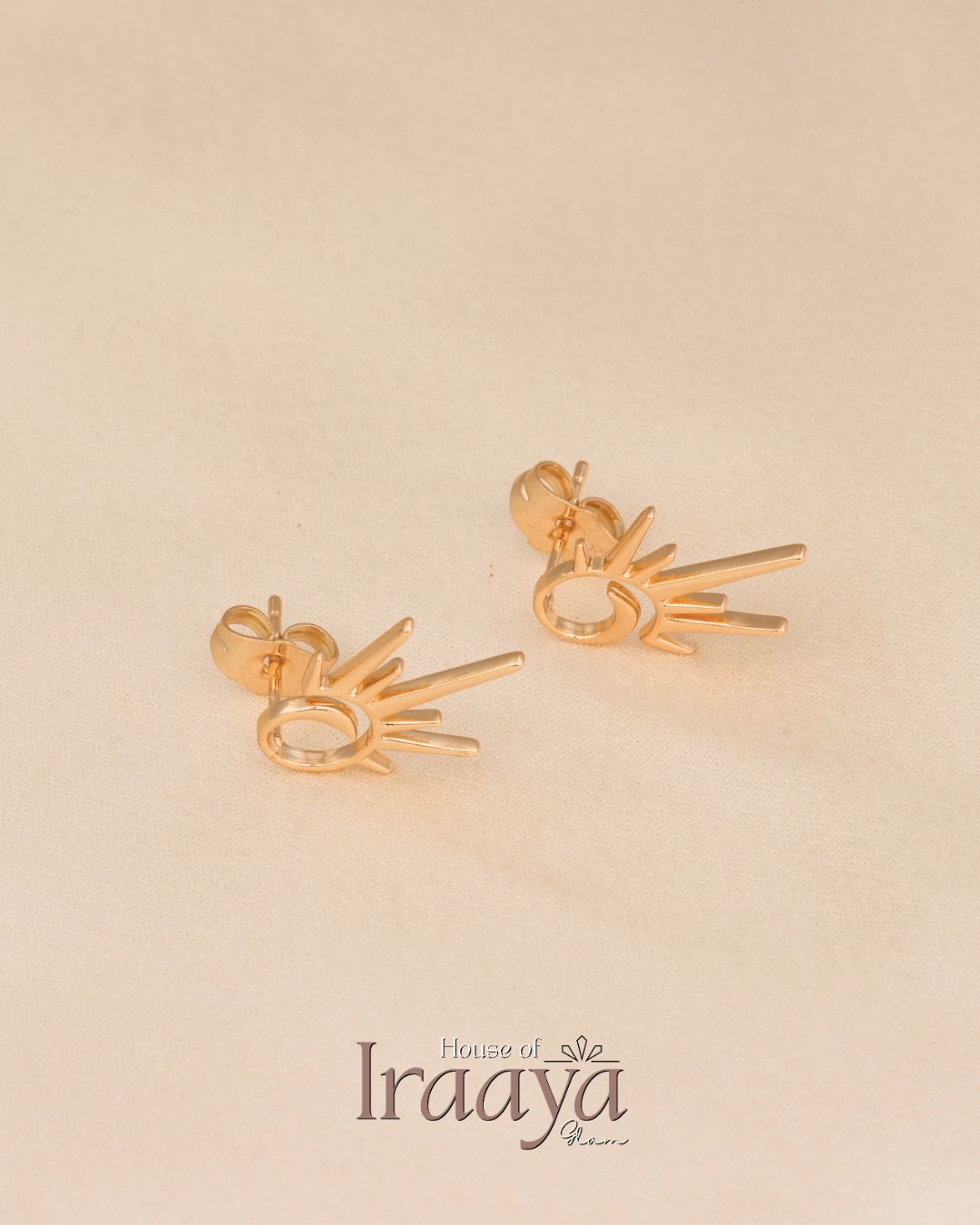 Minimalist Gold-Tone Sunburst Stud Earrings