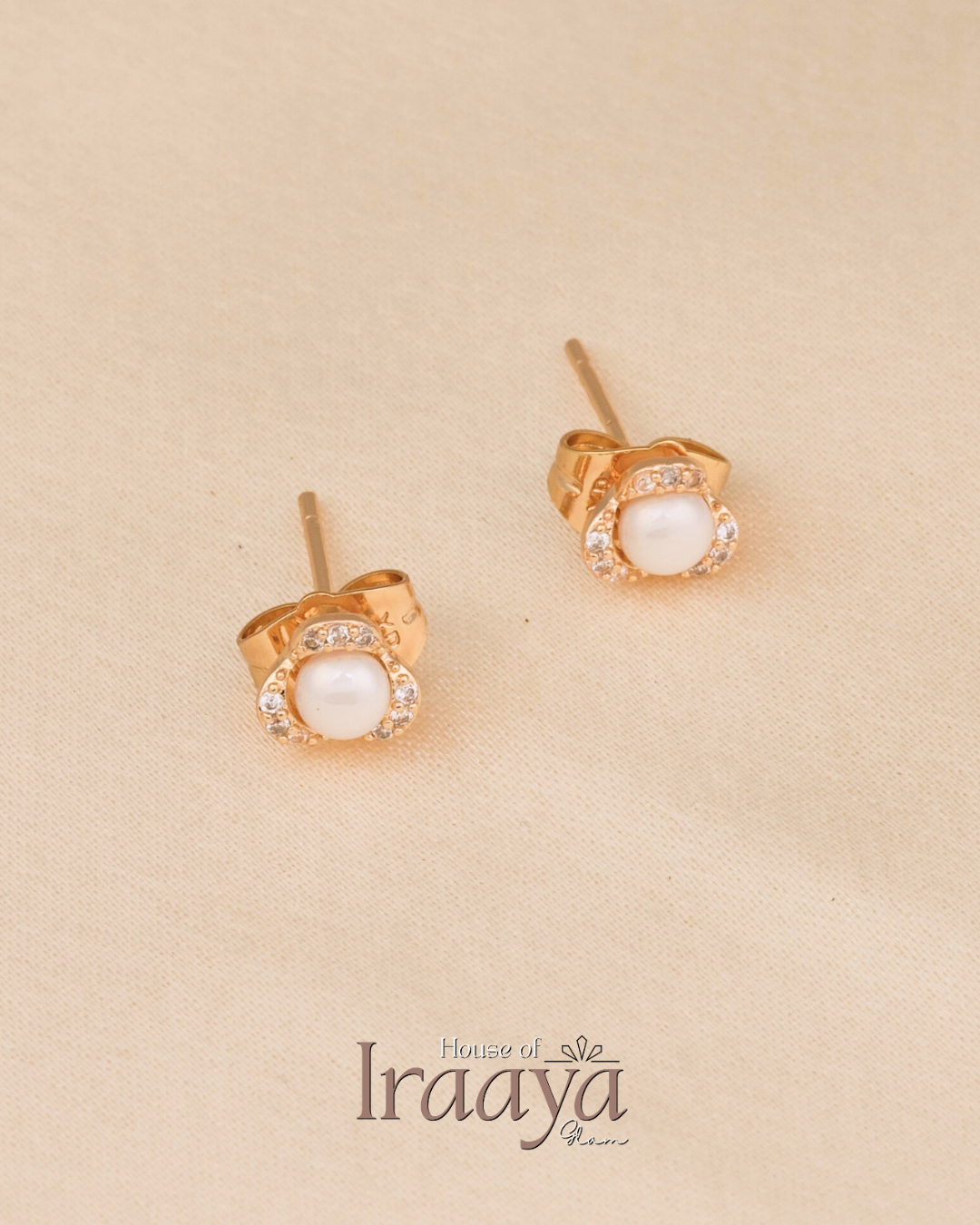 Elegant Pearl & Zircon Stud Earrings