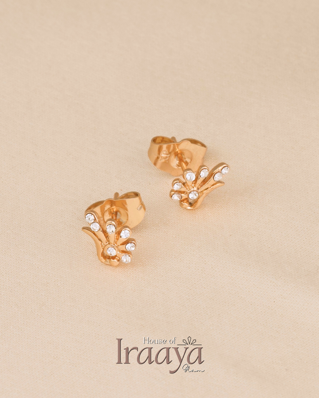 Floral Gold-Toned Stud Earrings
