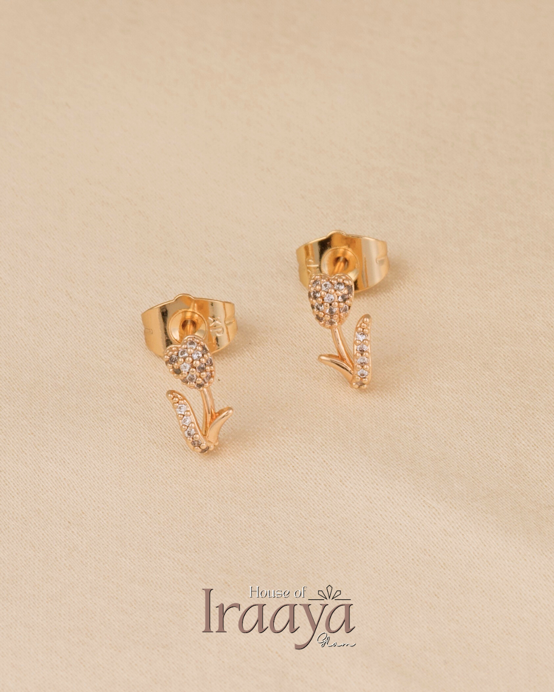 Floral Bloom Gold-Plated Stud Earrings