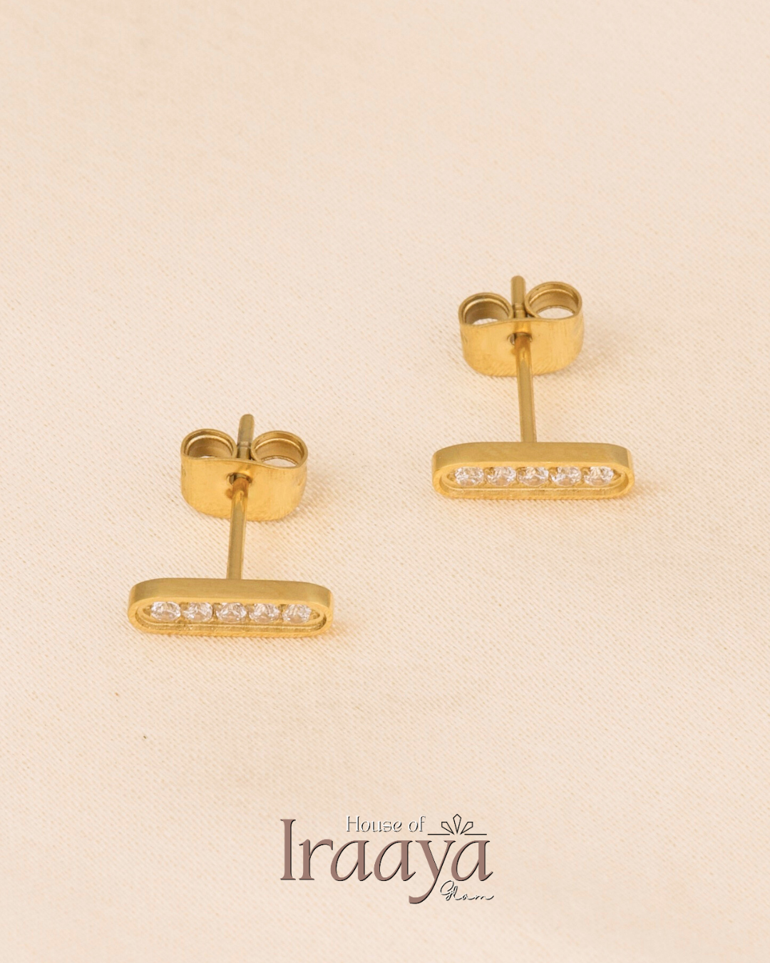 Bar Stud Earrings with Crystals