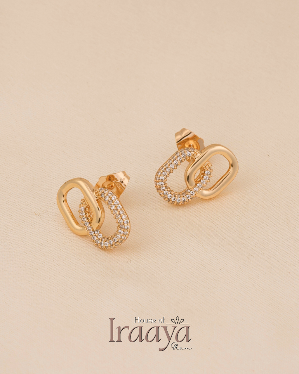 Linked Chain Crystal Stud Earrings
