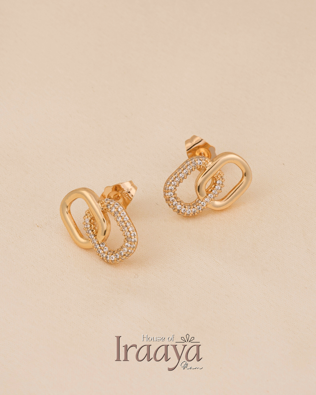 Linked Chain Crystal Stud Earrings